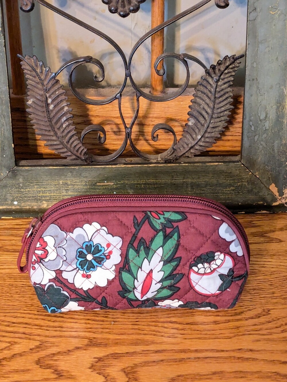 Vera Bradley Bordeaux Blooms Floral Mini Cosmetic Bag
